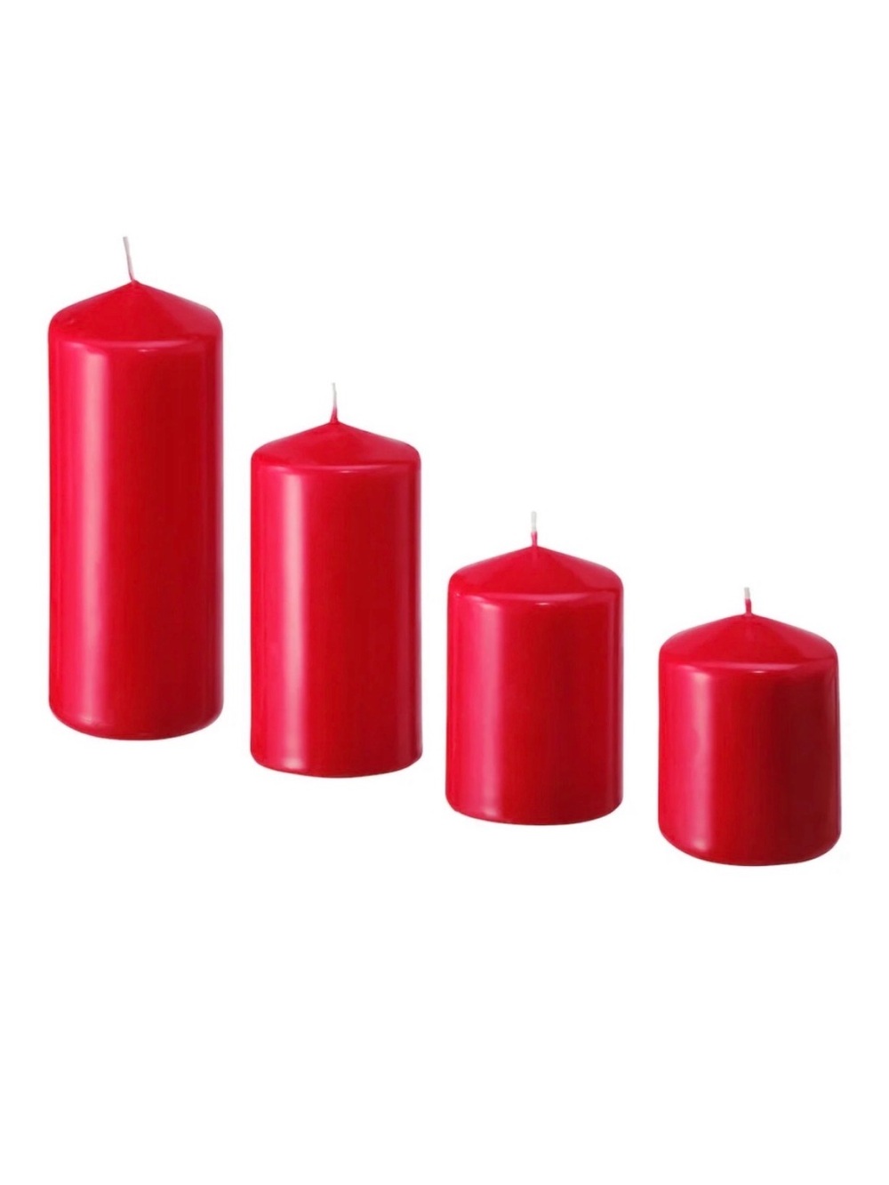 FENOMEN Unscented pillar candles, set of 4, red
